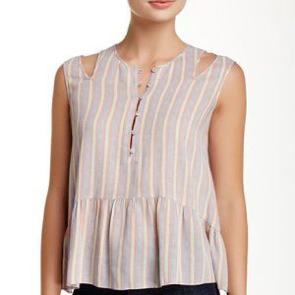 BCBGmaxazria Purple Striped Alexys Sleeveless Top